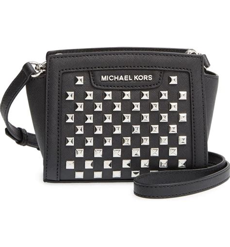 michael kors selma studded leather mini|selma mini crossbody bag.